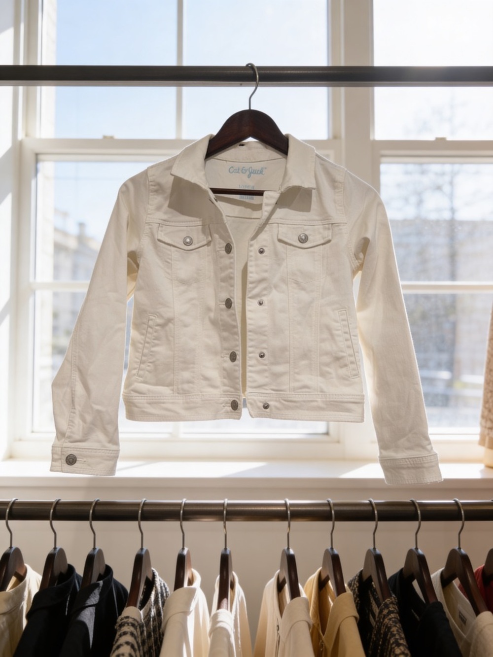 Cat & Jack Cream Denim Jacket - Classic Button-Front